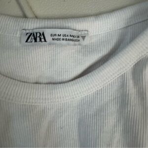 Zara Classic White Ribbed Tee